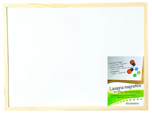 Lavagna magnetica promemoria, per pennarelli e calamite, con cornice in legno neutro cm 30x45