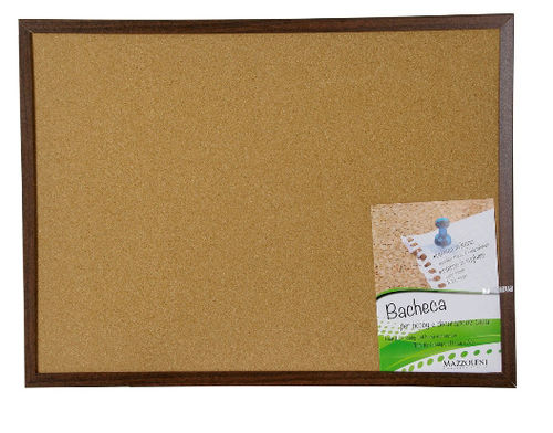 Whiteboard / bulletin board, cork, for pins, brown wooden frame, cm 45x60