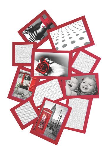 Picture frame, "Happy", 11 seats, red color, pvc, cm 63x43