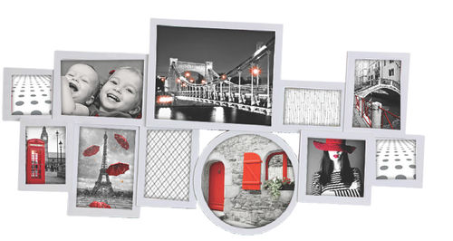Picture frame "Space" in Pvc 11 place photos, color silver, cm 87x44