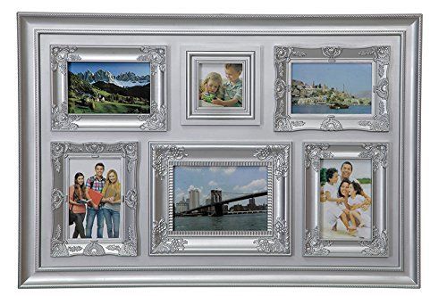 Picture frame, CLASSIC, silver pvc, 6 places for photo, cm 70x48