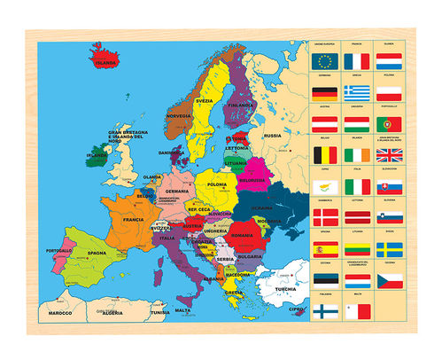 Puzzle per bambini "Bandiere d' Europa", in legno