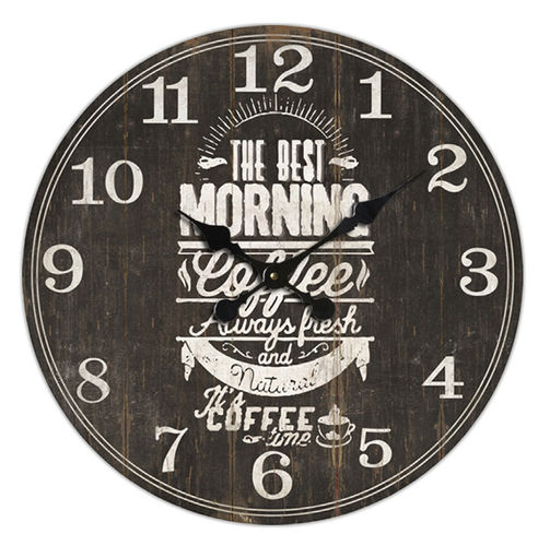 Wall clock "Best morning Coffee Time" Vintage style, 45 cm - wood