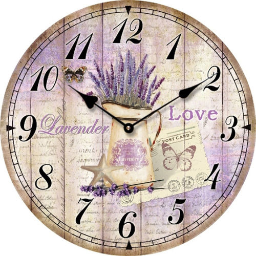 Wall clock "Lavender love" - wood