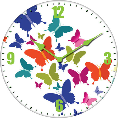 Wall clock "Colorful butterflies" - wood