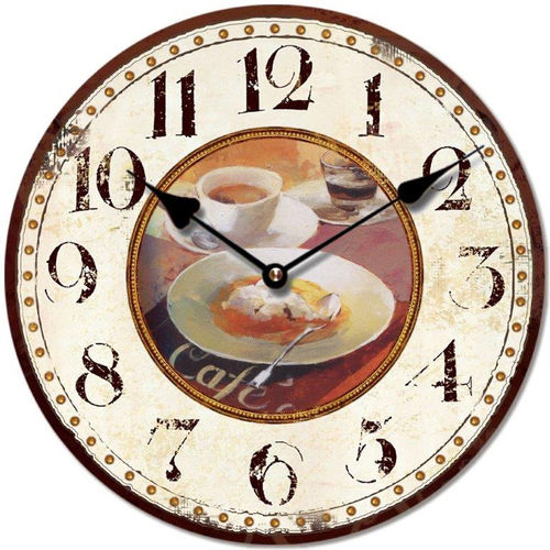 Wall clock vintage style "Caffe'"- wood