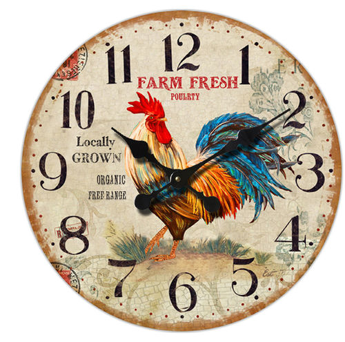 Wall clock "Farm Fresh" Vintage style, 45 cm - wood