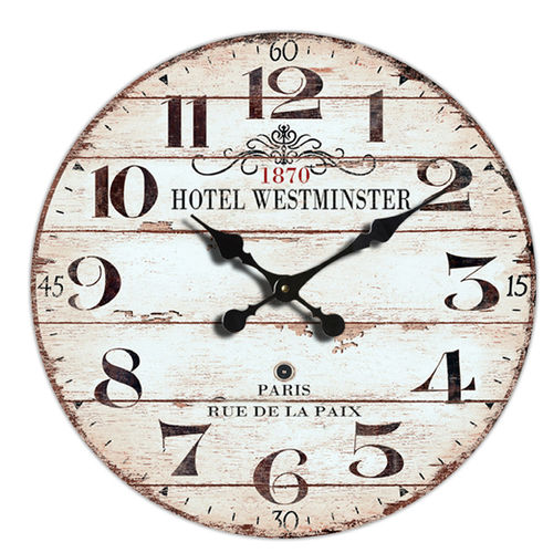 Wall clock "Hotel Westminster" Vintage style, 45 cm - wood