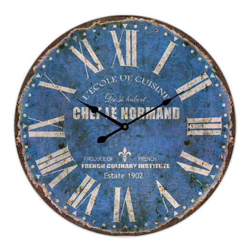 Wall clock "Chef le Normand" Vintage style, 60 cm - wood