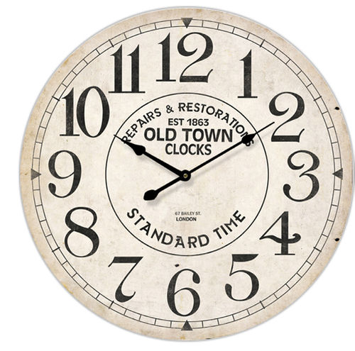 Wall clock "Repairs & restorations" Vintage style, 60 cm - wood
