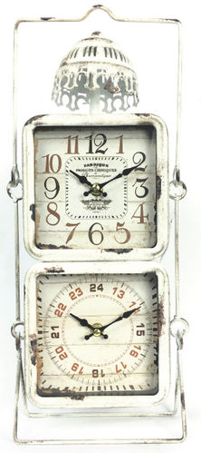 Clock "Lanterna duo", stand, vintage style, metal, cm 16,5x8 x43h depth