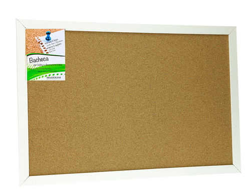 Whiteboard / bulletin board, cork, for pins, white wooden frame, cm 45x60