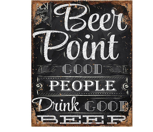 TIN PLATE, VINTAGE STYLE, "BEER POINT" CM 20X25