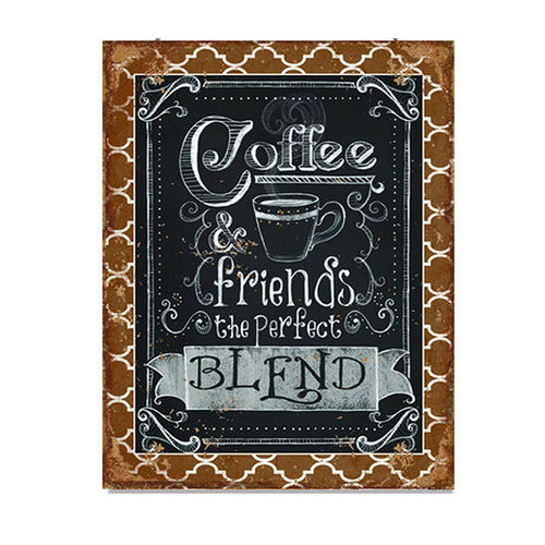 TIN PLATE, VINTAGE STYLE, "COFFEE & FRIENDS" CM 20X25