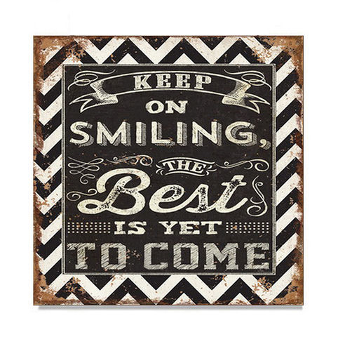 TIN PLATE, VINTAGE STYLE, "KEEP AND SMILE" CM 30X30