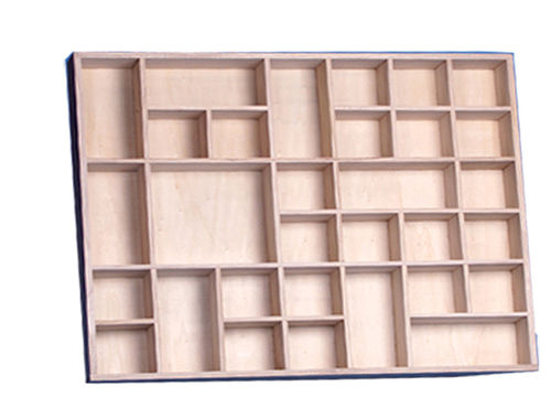 Rectangular panel with compartments, for decoupage and collections, cm 50x40x5h, wood