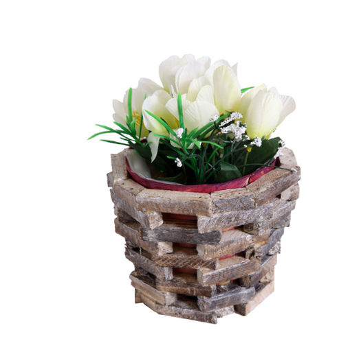 Vaso porta fiori in legno, cm 14x11