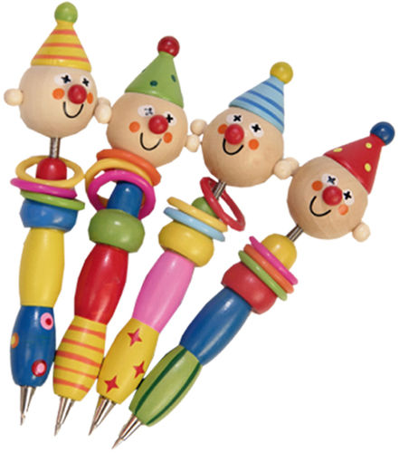 Set of 4 "Cheerful Clown" pens for children, wood