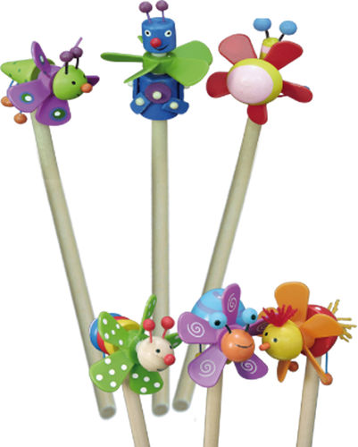 Set di 6 matite assortite "Eliche di primavera", per bambini, in legno