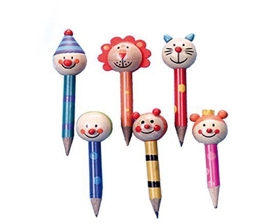 Set da 6 matite mini, assortite "Simpatia" per bambini , in legno