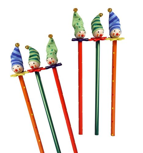 Set da 6 matite assortite "Simpatici clown" per bambini , in legno