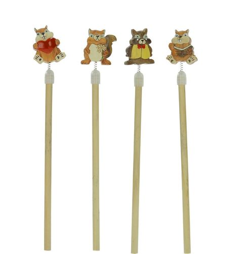 "Squirrels" pencils set of 4 assorted pieces, wood, cm 22
