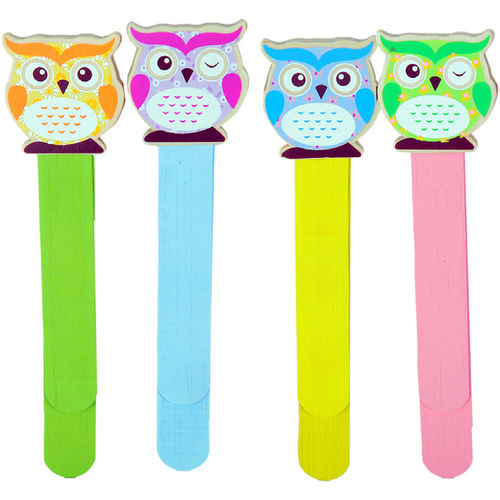 Bookmark for children "Colorful owls" 4 assorted pieces, in wood