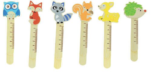 Bookmarks with centimeters "Little animals of the forest", set of 6 assorted pieces, in wood