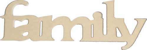 Scritta "Family", per decoupage, legno mdf, cm 51x15x1h