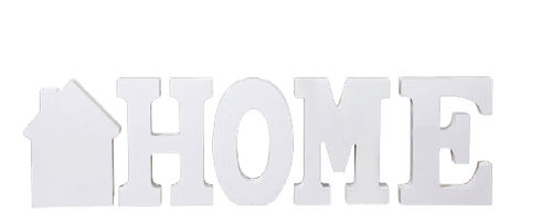 SCRITTA BIANCA "HOME", STILE SHABBY CHIC, IN LEGNO, CM 46x11x2