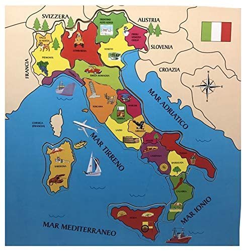 Puzzle per Bambini Italia, in Legno, cm 30x30
