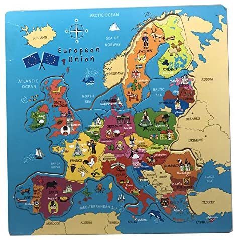 Puzzle per Bambini Europa, in Legno, cm 30x30