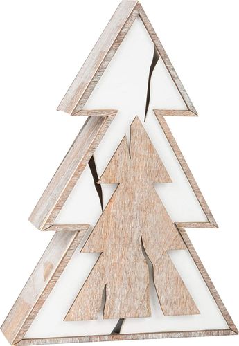 Albero di Natale Luminoso, Stile Shabby Chic, in Legno, 18x5,5x25 cm
