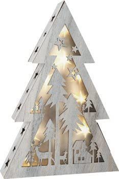 Albero di Natale Luminoso Stile Shabby Chic, in Legno, 26 x 5,5 x 37 cm