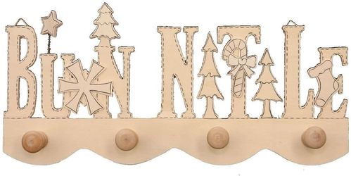 Portabito/attaccapanni di Natale, da decorare, decoupage, 4 posti - in legno